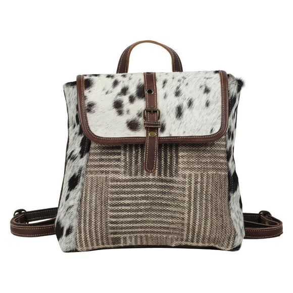 Myra Bag Handmade Crossroads Backpack Upcycled Canvas & Cowhide Leather main image 8
